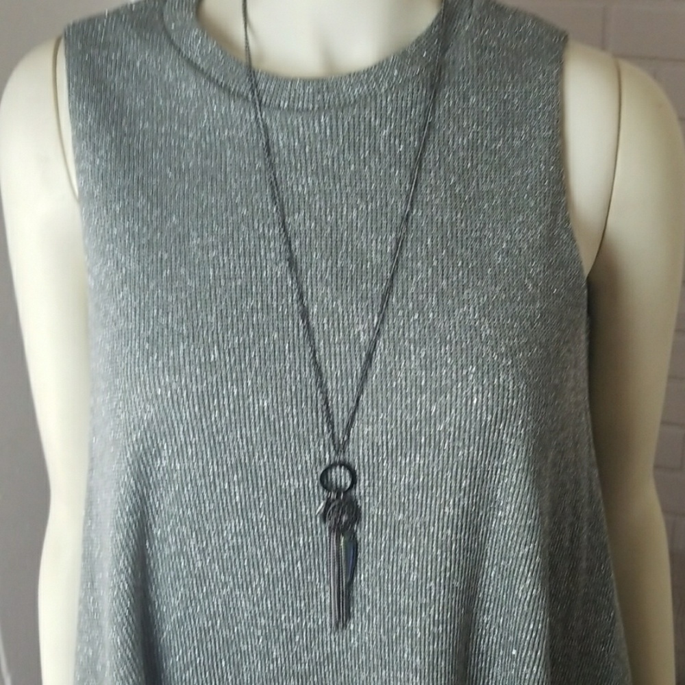 Metallic Shimmer Gray /Silver Tunic Top Size Medium - Picture 2 of 7